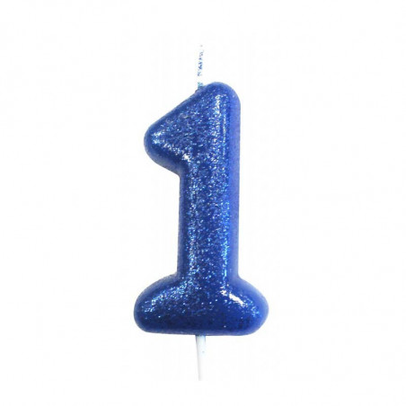 Bougie Mon Premier Anniversaire Chiffre Bleu 1