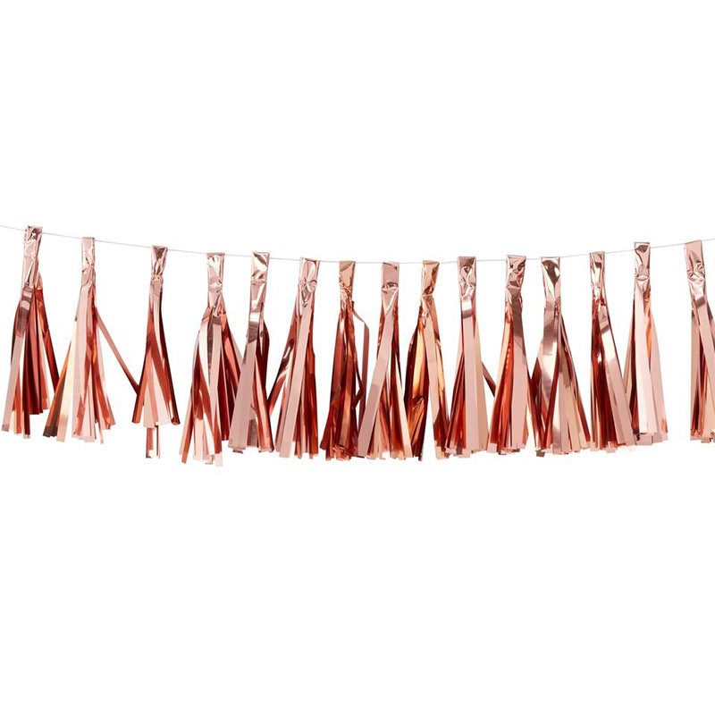 Guirlande de tassels rose cuivré rose gold - Décoration de fête