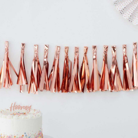 Guirlande de tassels rose cuivré rose gold - Décoration de fête