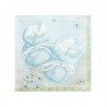 Grandes Serviettes Premium Papier Bleu Avec motifs chaussons de Bébé et fleurs
