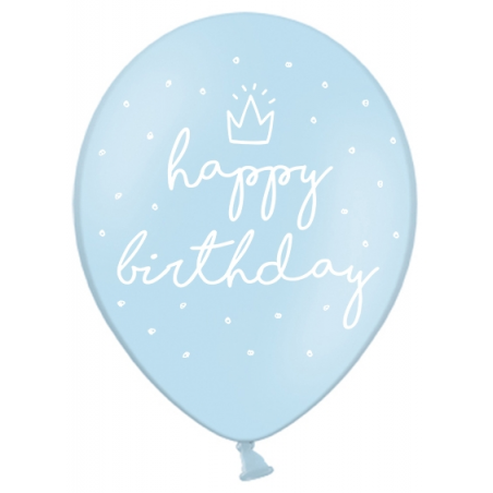 Ballons Latex Happy Birthday Joyeux Anniversaire Bleu Pastel