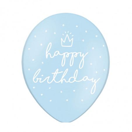 Ballons Latex Happy Birthday Joyeux Anniversaire Bleu Pastel