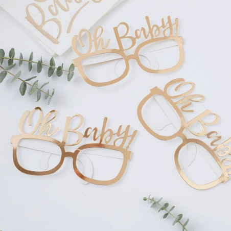 6 Paires de Lunettes Photobooth "Oh Baby" Doré