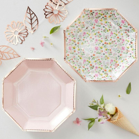 Grandes assiettes Liberty Rose Gold - Collection décoration florale