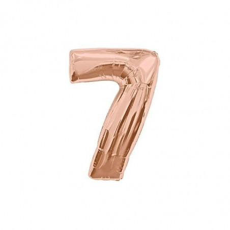 Ballon Géant Chiffre 7 Sept - Numéro Décoration Anniversaire Rose Cuivré Rose Gold