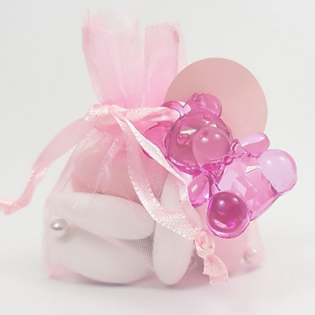 10 Sachets Ballotins Organza Rose Clair à dragées