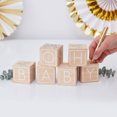 Livre d'or Cubes - Premium "Oh Baby" Blanc et doré