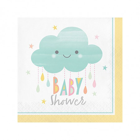 Serviettes Baby Shower thème Nuage & Soleil Pastel