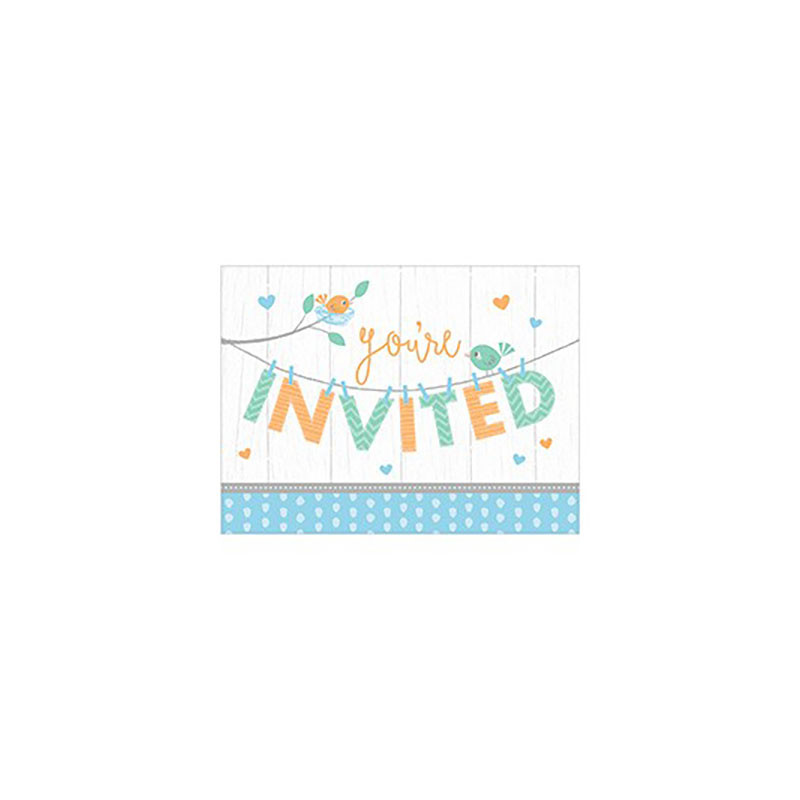 Invitation Hello Baby - Petit Oiseau Bleu