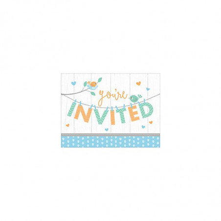 Invitation Hello Baby - Petit Oiseau Bleu