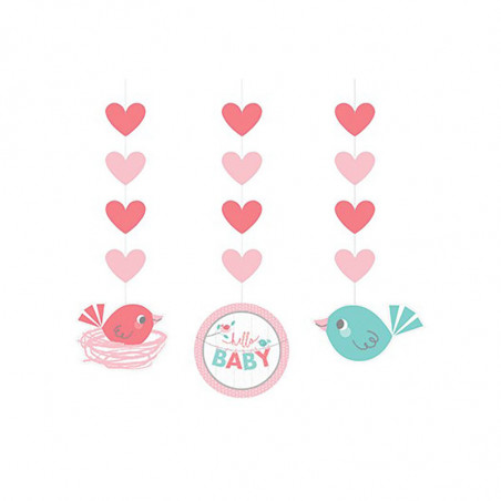 Serviettes en Papier Hello Baby - Petit Oiseau Rose