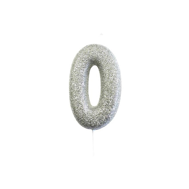 Bougie Glitter Anniversaire Chiffre Argent 0 Zéro