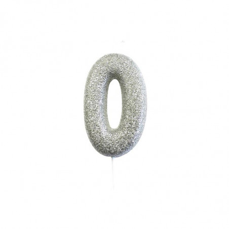 Bougie Glitter Anniversaire Chiffre Argent 0 Zéro