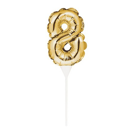 Mini Ballon Chiffre Autogonflable 8 - Décor pour gâteau Doré Mylar