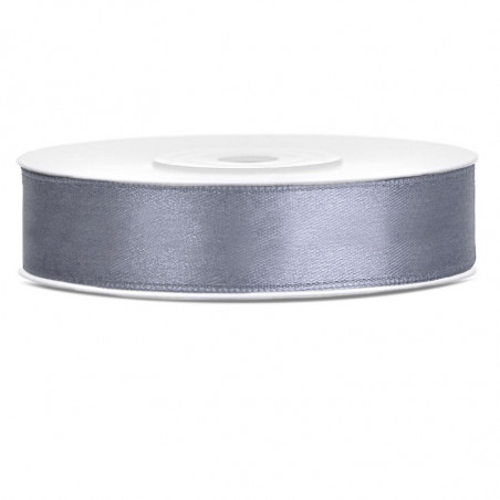 Ruban Satin 12mm Gris 25 mètres en rouleau