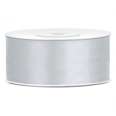 Ruban Satin 25mm Argent 25 mètres en rouleau