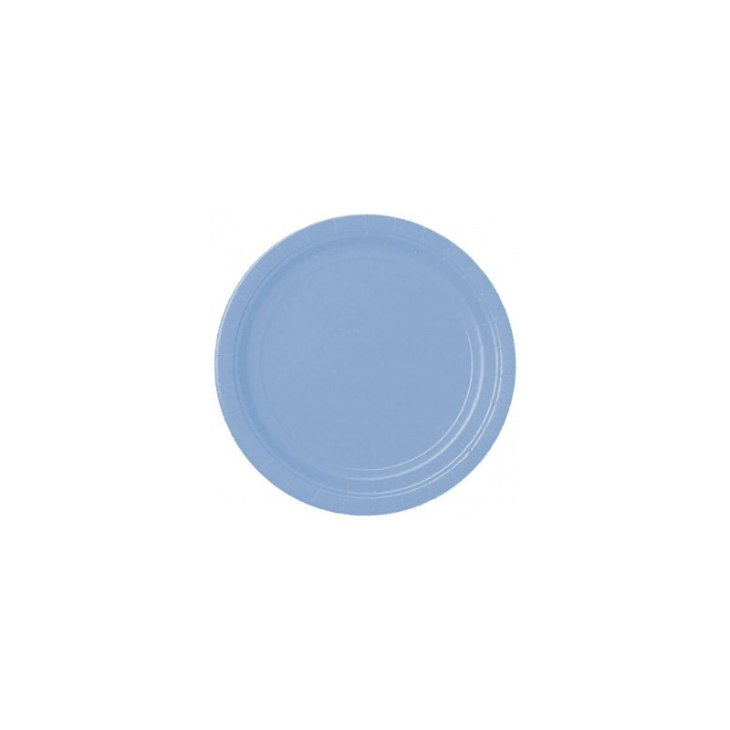 Petites assiettes jetables papier bleu clair uni pour fête