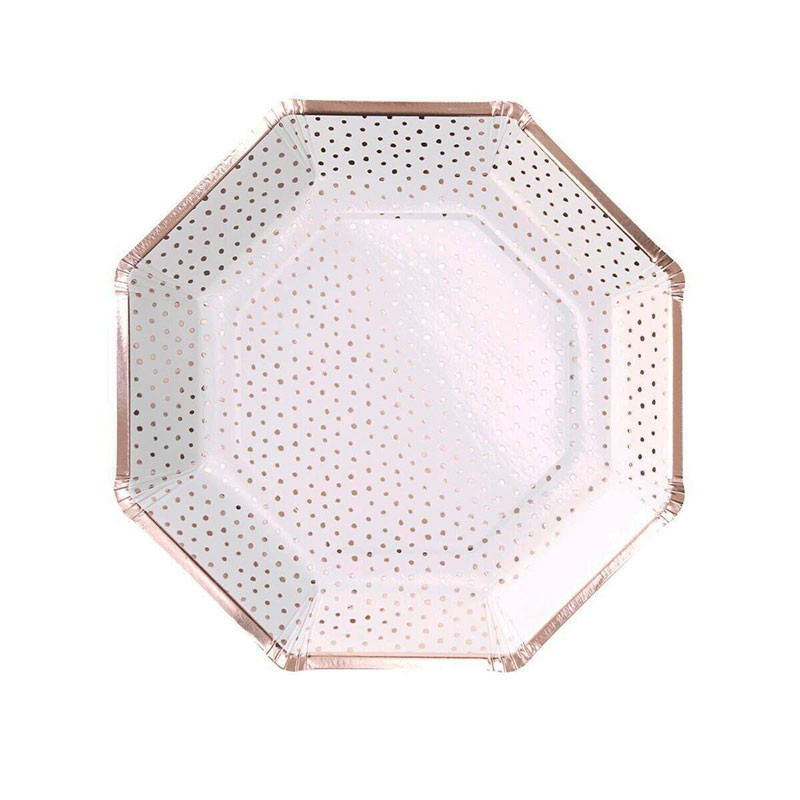 Grandes Assiettes à Pois Rose Gold - Rose Cuivré