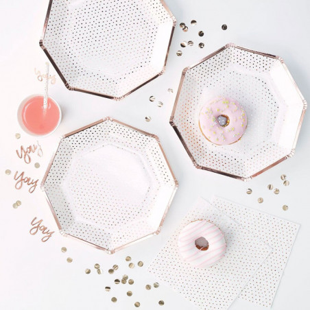 Grandes Assiettes à Pois Rose Gold - Rose Cuivré