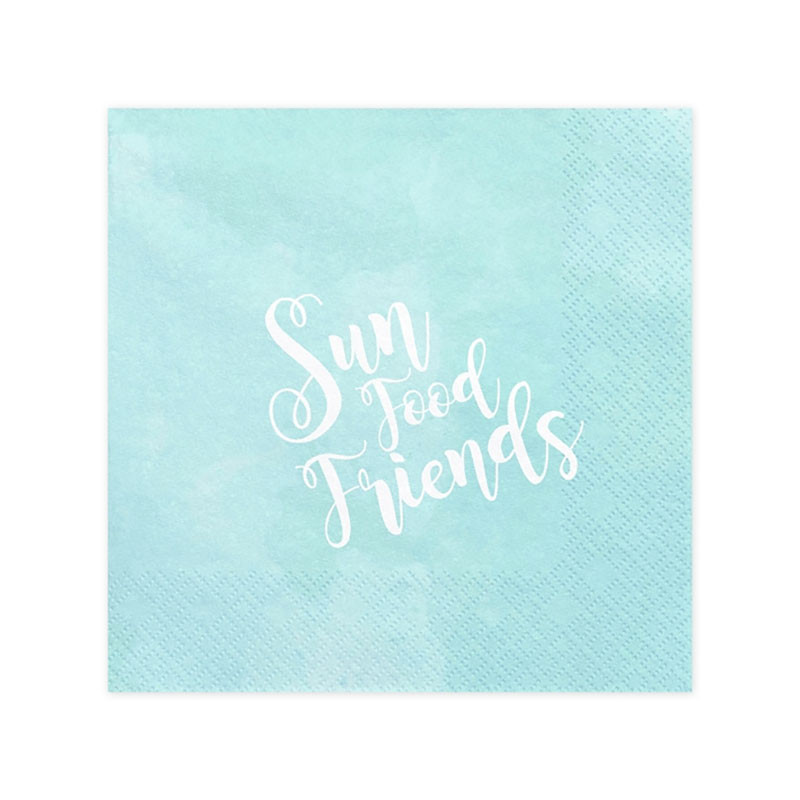 20 serviettes en papier bleu aquarelle - Bleu Pastel