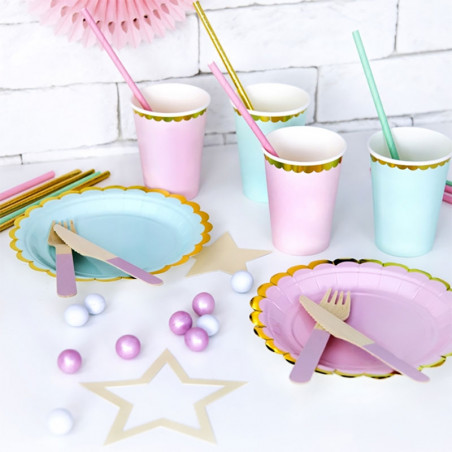 Petites Assiettes Rose Pastel & Doré - Candy Party