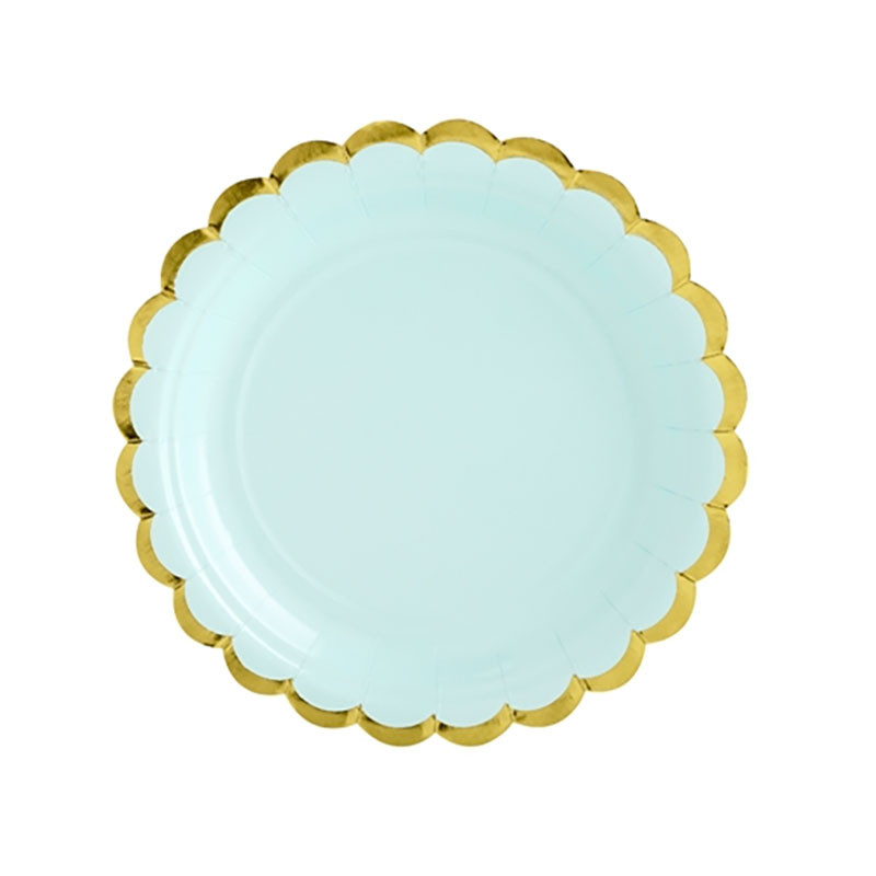 Petites Assiettes Vert Pastel et Doré - Vaisselle jetable