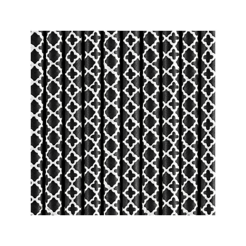 10 Pailles Rétro à Motif Noir et Blanc