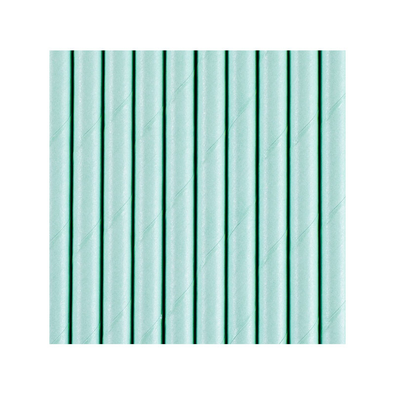 10 Pailles Rétro Unies Bleu Pastel