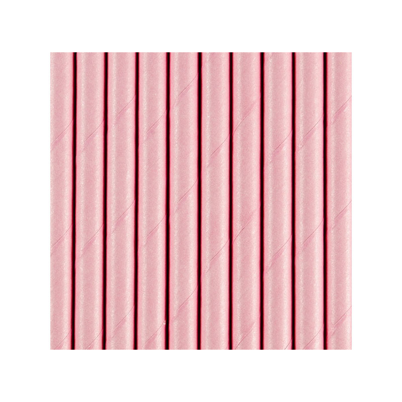 10 Pailles Rétro Unies Rose Pastel