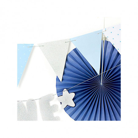 Grandes Assiettes Bleu Poudré & Argent - Anniversaire Party