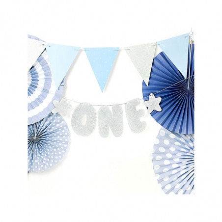 Mini Banderole "One" Premier Anniversaire Glitter Argent