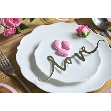 Love Doré en Papier Brillant - Décoration de table