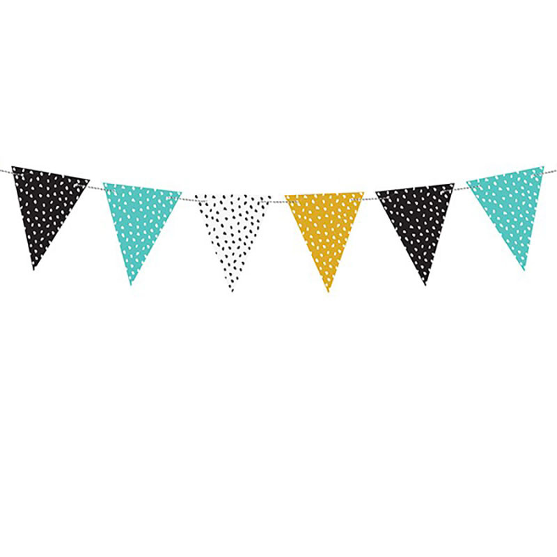 Banderole à fanions pois - marron noir blanc mint