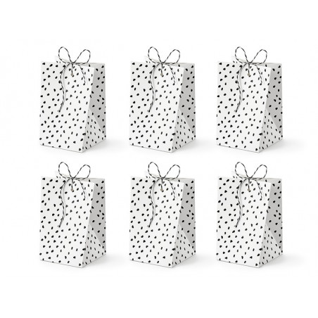 Boîtes Cadeaux Invités - Pois noir et blanc effet irrégulier