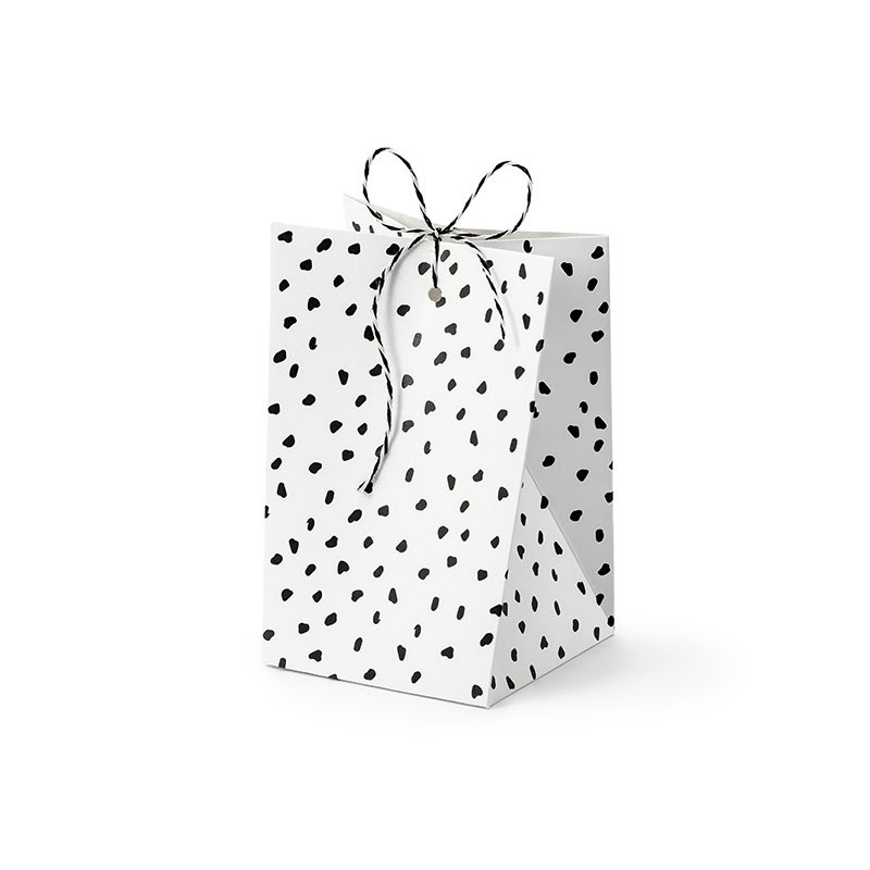 Boîtes Cadeaux Invités - Pois noir et blanc effet irrégulier