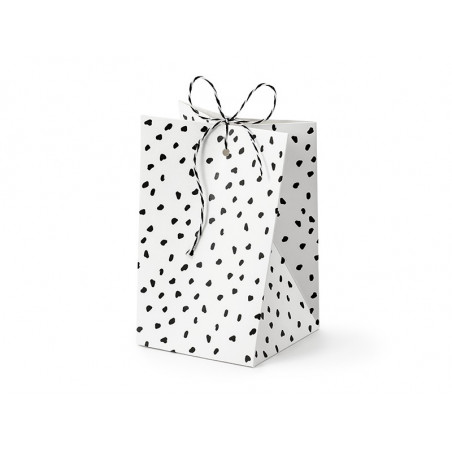 Boîtes Cadeaux Invités - Pois noir et blanc effet irrégulier