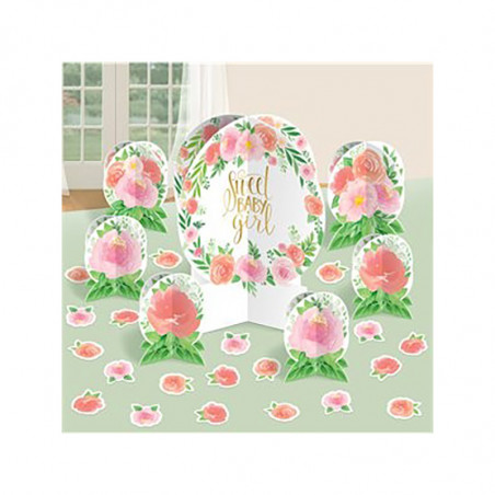 Kit Décoration de Table Sweet Baby Girl Motifs Liberty Fleurs Roses Vintage Kit Décoration de Table Sweet Baby Girl Motifs Liberty Fleurs Roses Vintage