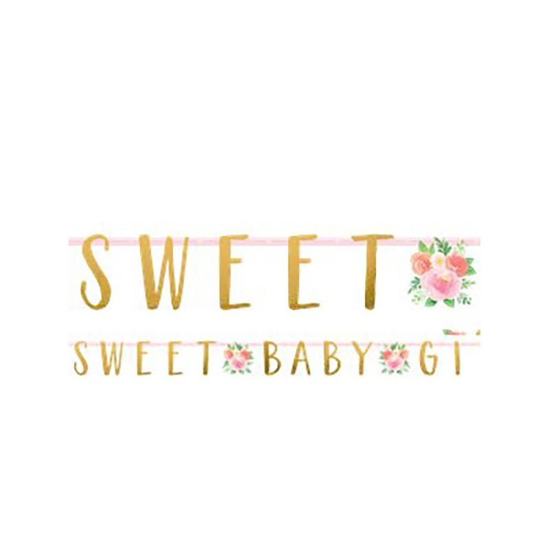 Banderole Lettres Sweet Baby Girl Motifs Liberty Fleurs Roses Vintage
