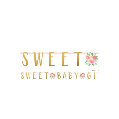 Banderole Lettres Sweet Baby Girl Motifs Liberty Fleurs Roses Vintage