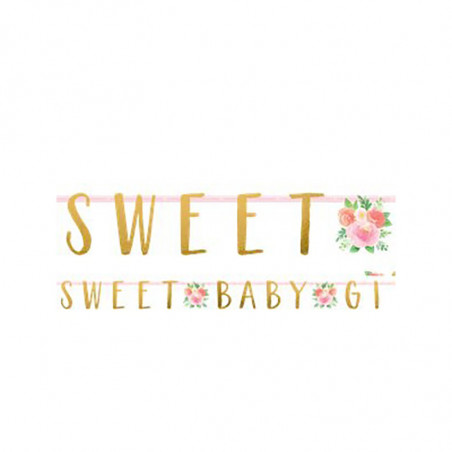 Banderole Lettres Sweet Baby Girl Motifs Liberty Fleurs Roses Vintage