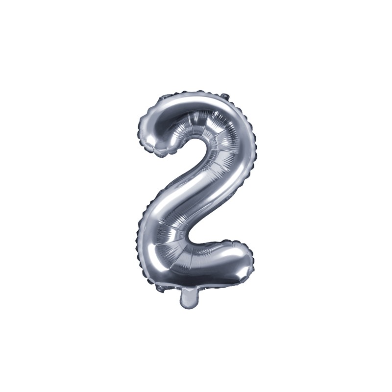 Ballon 35cm Chiffre Numero 2 Argent Pour Feter Un Anniversaire
