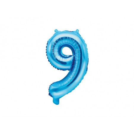 Ballon 35cm Alu Bleu Chiffre Neuf 9 Fête d'Anniversaire enfant