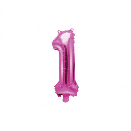 Ballon 35cm Alu Rose Chiffre 1 An Fête d'Anniversaire enfant