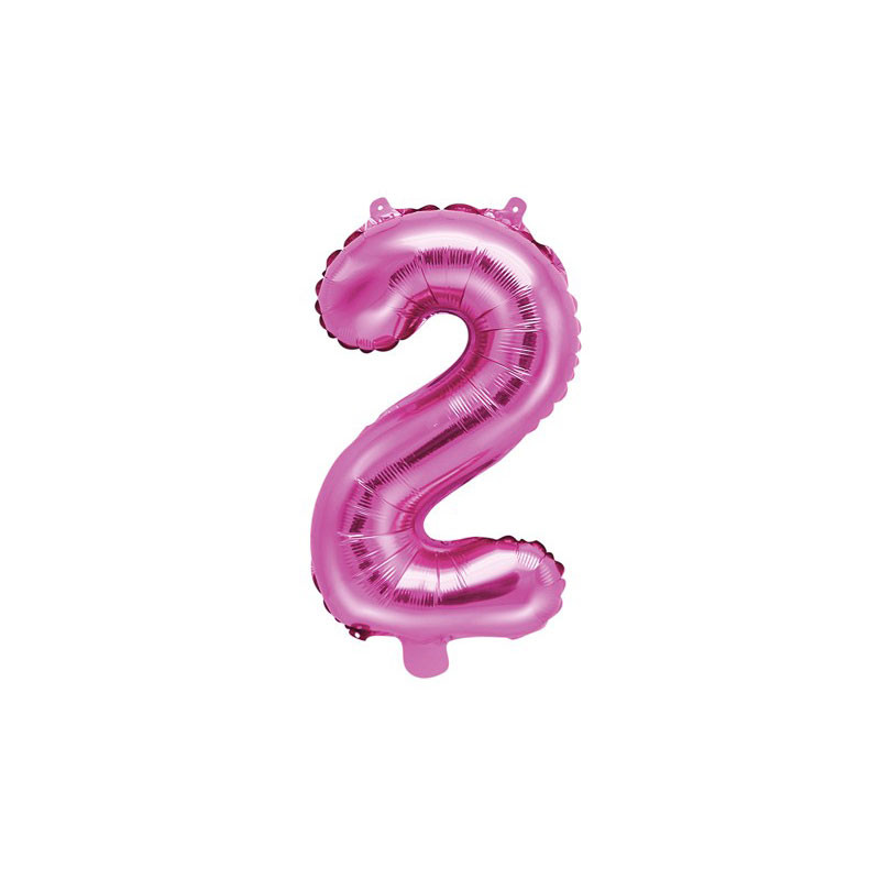 Ballon 35cm Alu Rose Chiffre 2 Ans Fête d'Anniversaire enfant