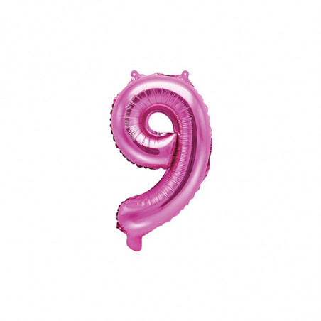 Ballon 35cm Alu Rose Chiffre 9 Ans Fête d'Anniversaire enfant