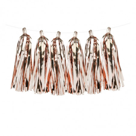 Guirlande de tassels rose cuivré rose gold - Décoration de fête