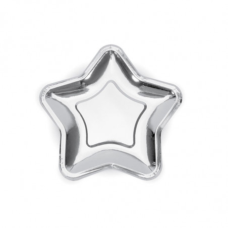 Petites Assiettes Etoile Argent Brillant