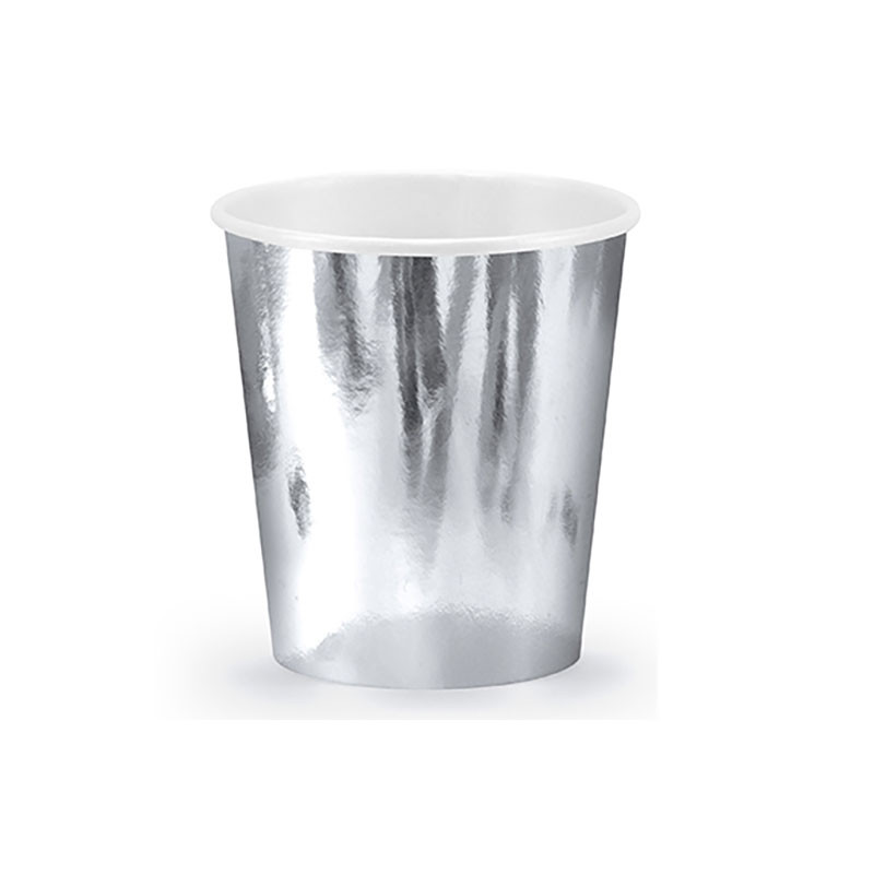 Verres Jetables en Papier Gris Argenté Ultra Brillant