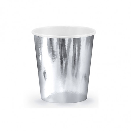 Verres Jetables en Papier Gris Argenté Ultra Brillant Verres Jetables en Papier Gris Argenté Ultra Brillant