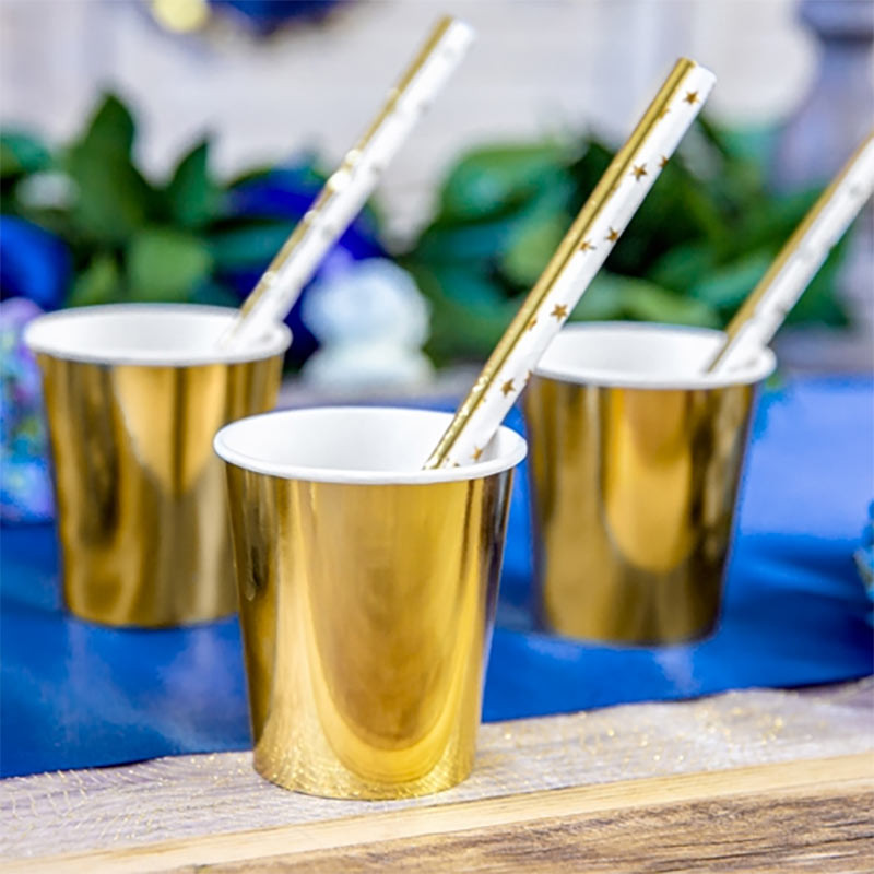 Verres Gobelets Premium Métallisé Papier Doré Or